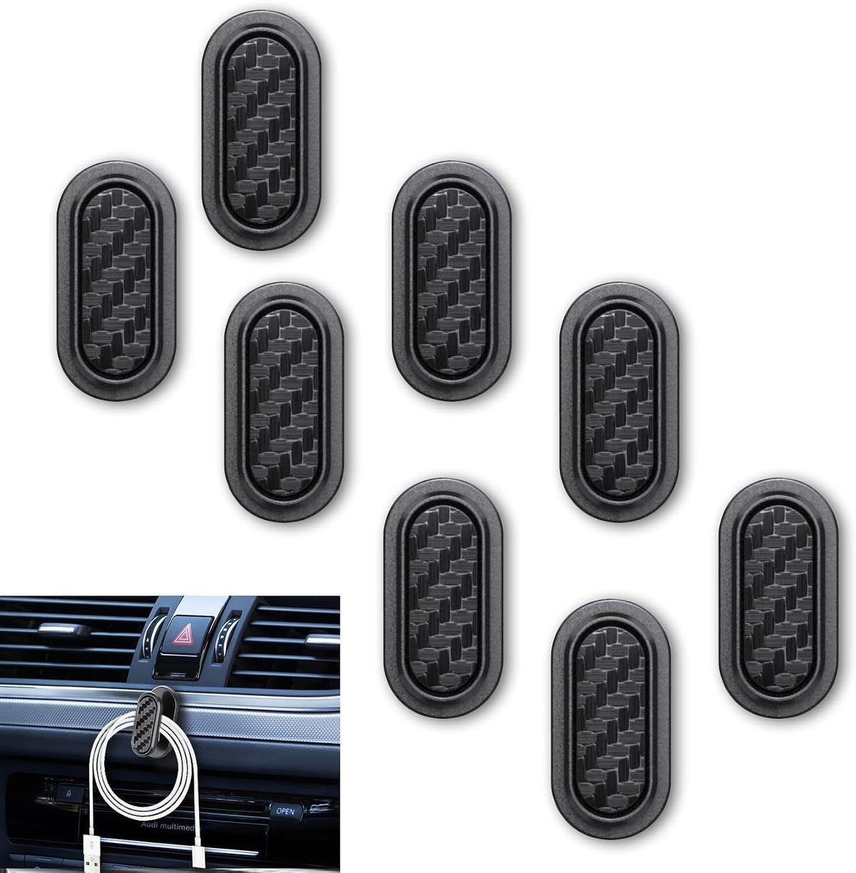 4PCS Car Mini Hooks, Car Dashboard Hook, Multifunctional Auto Backseat Hangers, Vehicle Interior Accessories Car Sticker Hooks for Key, Mask, Earphone, Charging Cable, Black