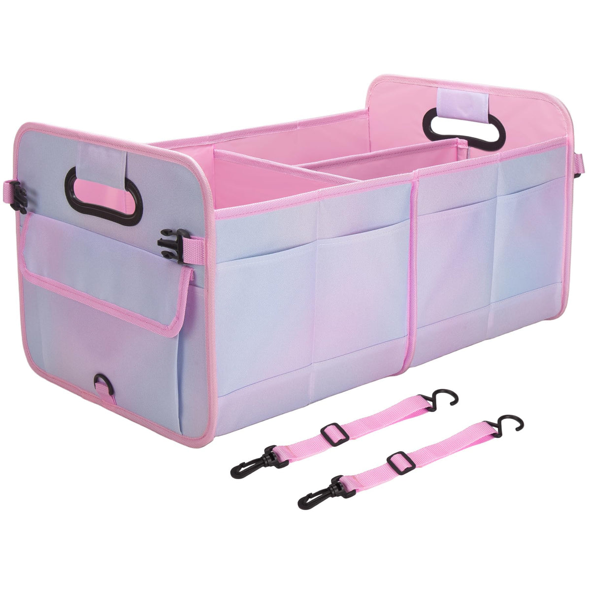 titiyiof Trunk Organizer For Suv & Sedan,Car Organizers and Storage, Waterproof Collapsible & Adjustable Straps,35L Sturdy Car Organization for Car Accessories, Tools,Sundries,2 Compartment(Black)