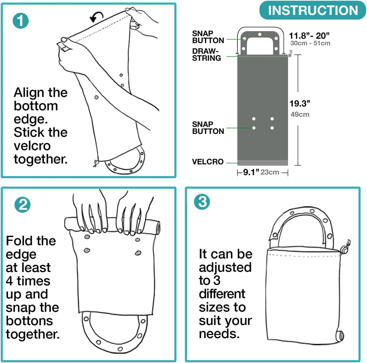 Waterproof Car Trash Bag Reusable Portable Garbage Can with Drawstring Top Adjustable Hanging Strap Leakproof & Washable for Cars SUVs & Trucks (Grey)