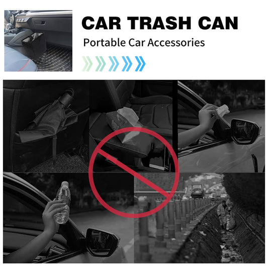 Homelove Car Trash Can, Leak-Proof Waterproof Trash Bin Collapsible Portable Auto Garbage Bag Large Capacity Trashcan Storage Bag Multipurpose Car Organizer Hanging (Black)