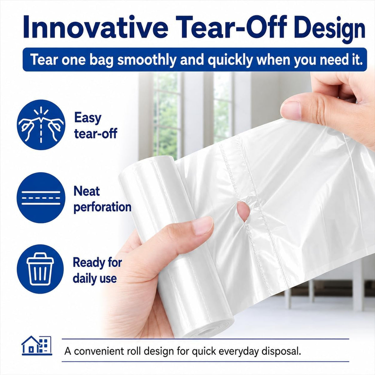 Teivio Small Clear Trash Bags 3 Gallon 150 Count Bathroom Garbage Bags