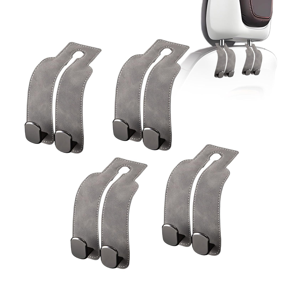 Car Purse Hook Purse Hook for Car Seats Headrest Car Seat Hooks,Heavy Duty Vehicle Organizer for Handbags, Groceries, Purses, Keep Car Tidy (Gray, 4 Pack)