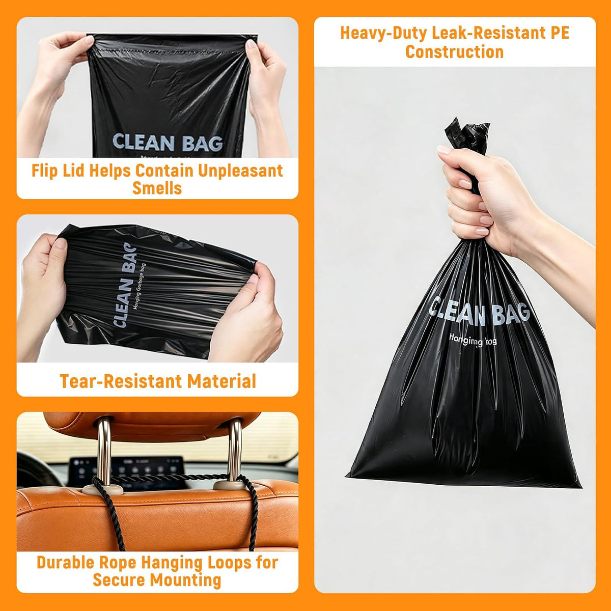 50 PCS Car Trash Bag, Hanging Disposable Car Trash Bags