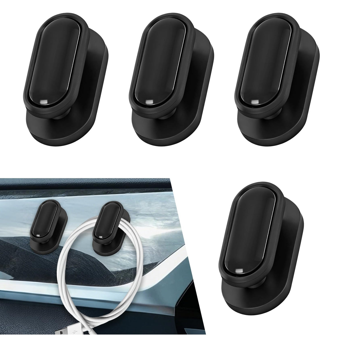 4PCS Car Mini Hooks, Black