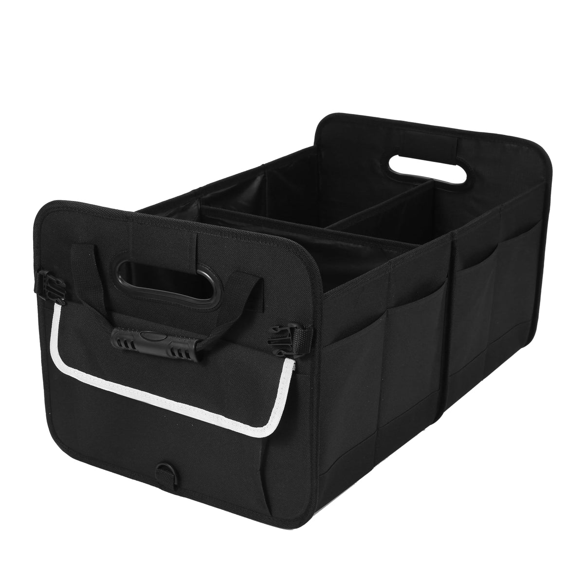 titiyiof Trunk Organizer For Suv & Sedan,Car Organizers and Storage, Waterproof Collapsible & Adjustable Straps,35L Sturdy Car Organization for Car Accessories, Tools,Sundries,2 Compartment(Black)