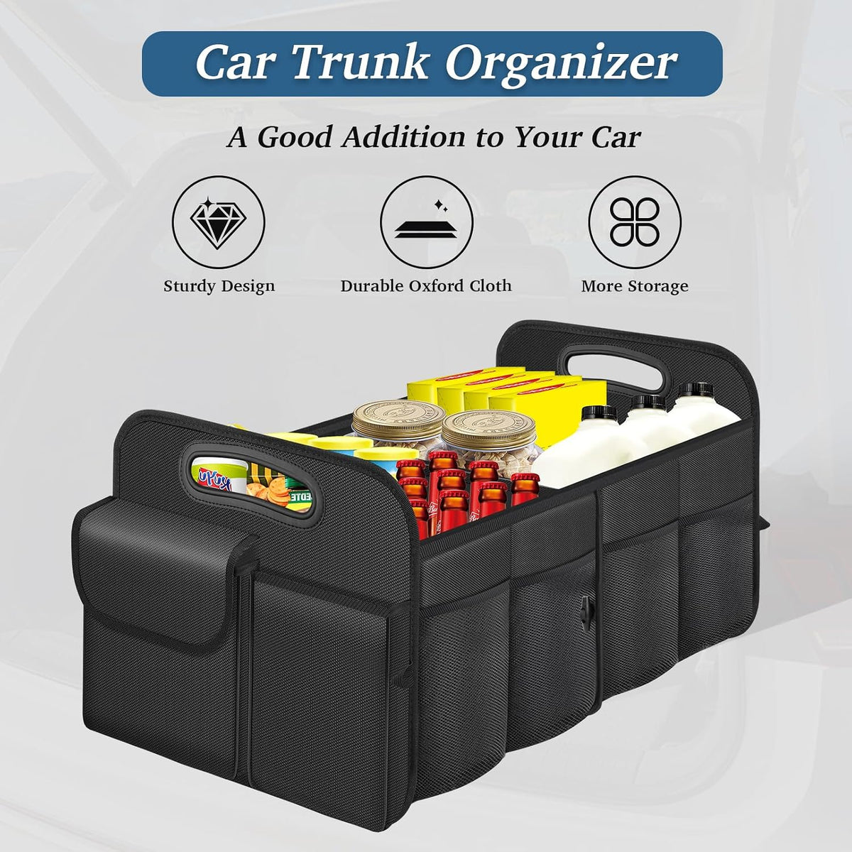 Trunk Organizer, Collapsible Waterproof car Trunk Organizer for SUV