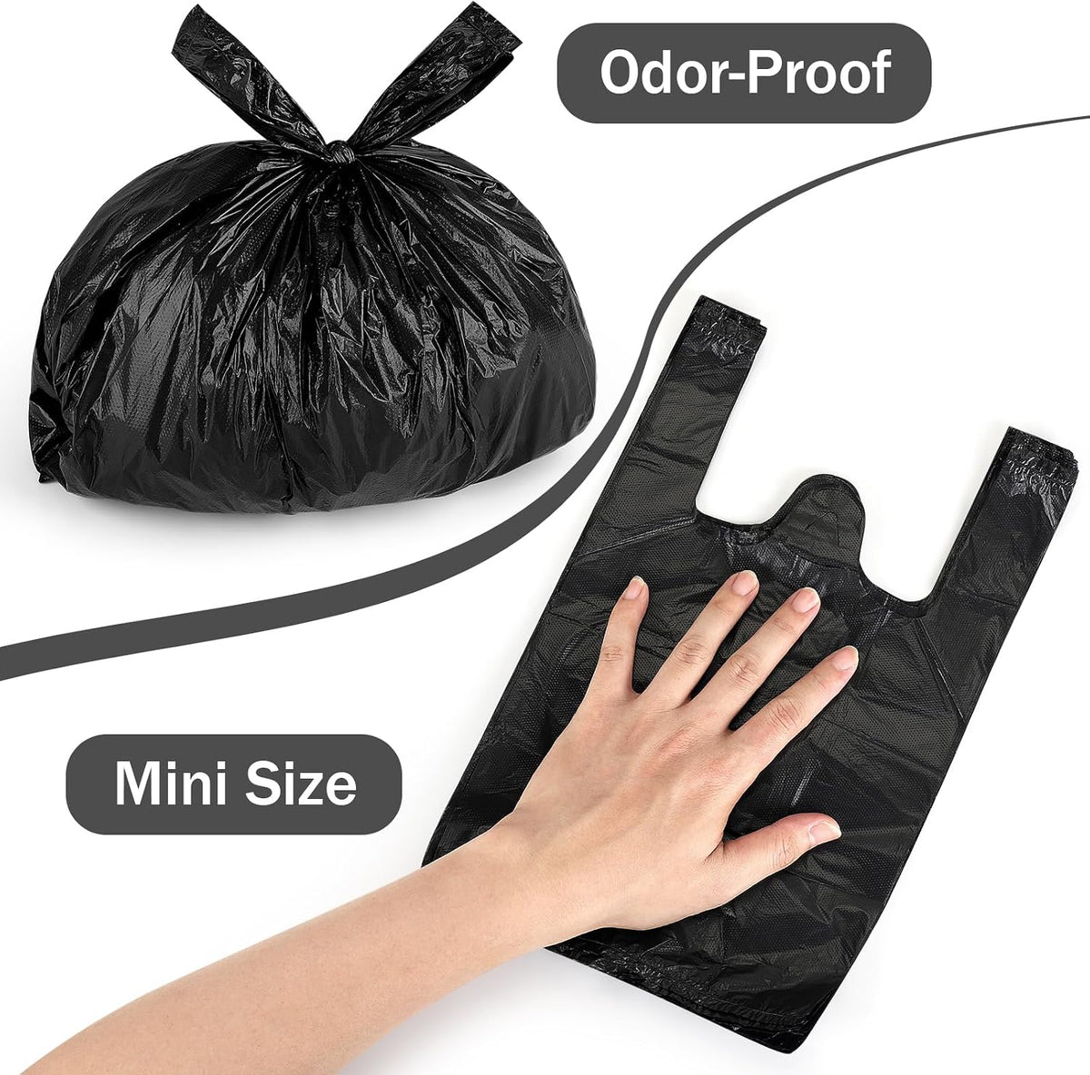 Accmor Small Car Trash Bags for Auto Trash Bin, 100 Count Black Garbage Bag