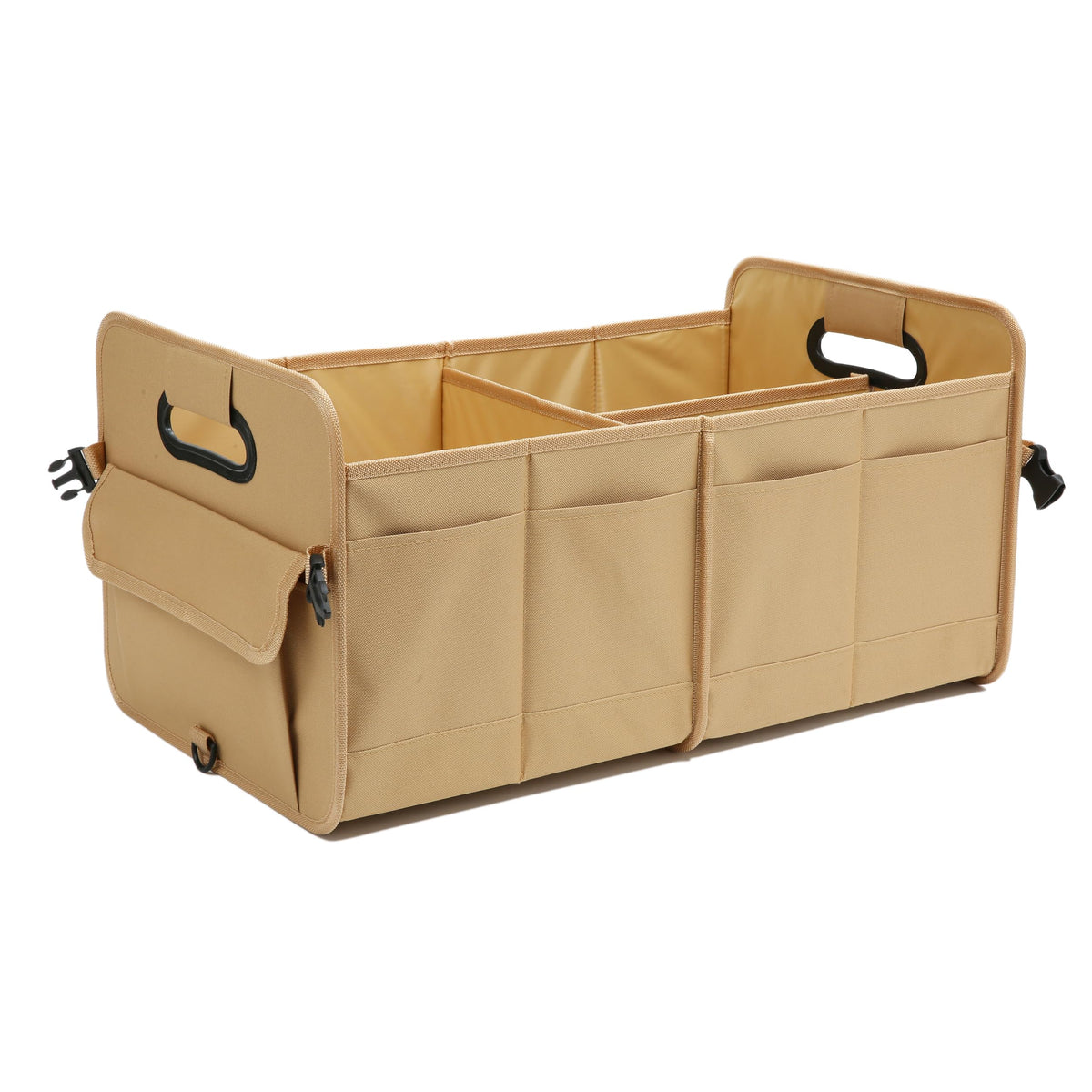 AOKJOY Car Trunk Organizer Car Storage Organizer Collapsible Multi Compartment Car Organizer Adjustable Straps for SUV(Beige)