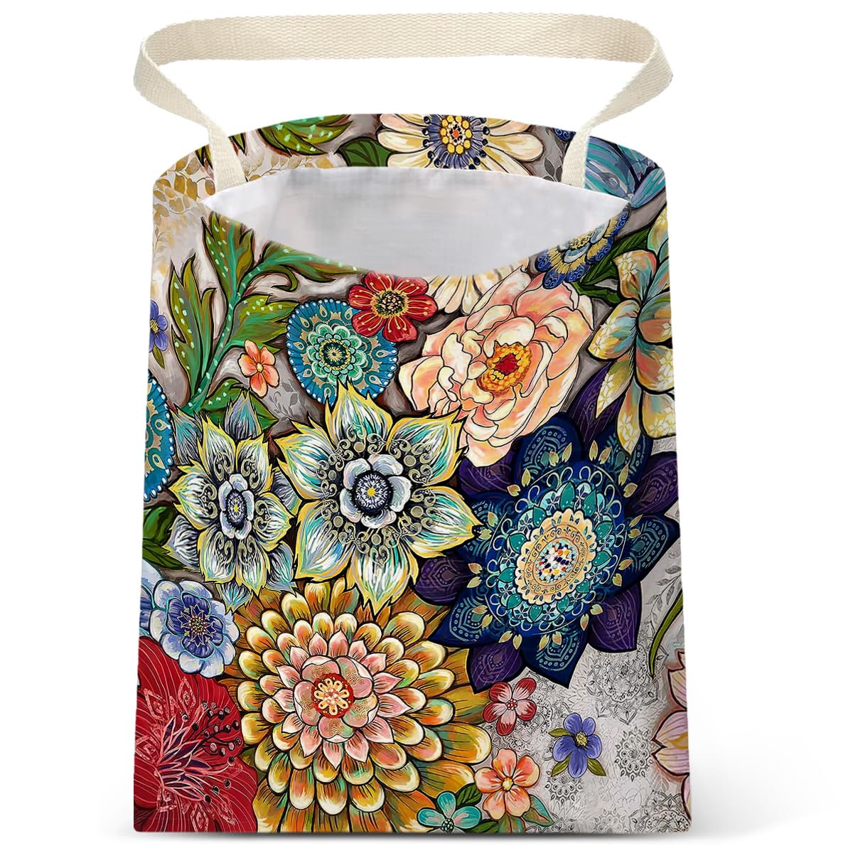 Car Trash Bag Hanging No Snap Small Garbage Bag for Car Back Seat Cute Printed One-handed Strap Trash Bags Car Accessories-Hippie Flower Car Trash Bags