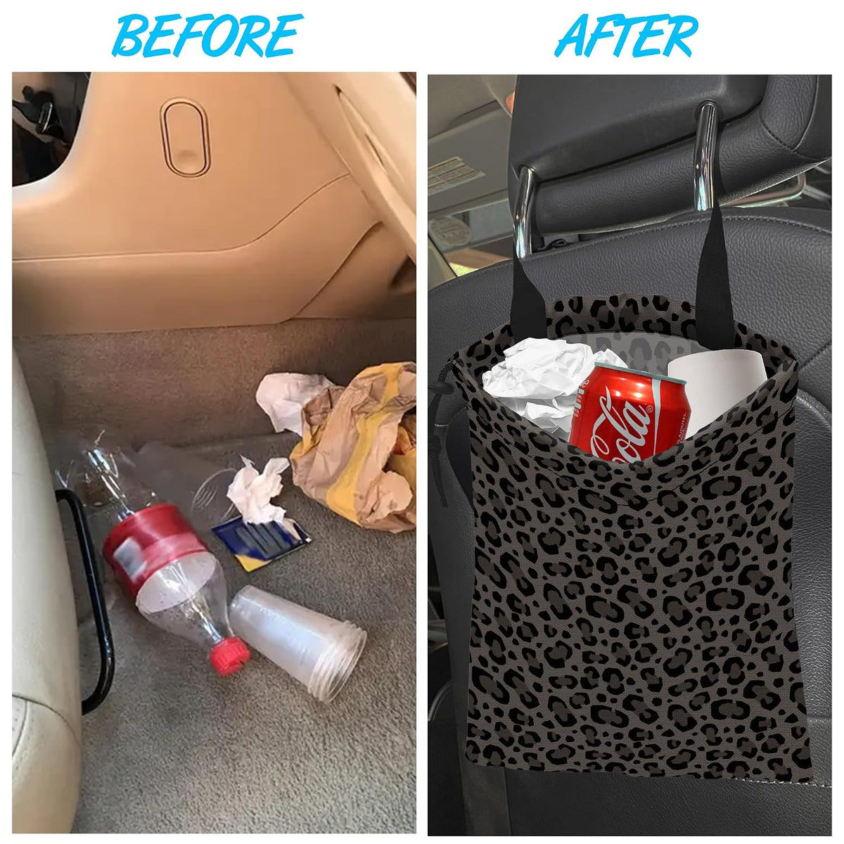 Car Garbage Bag Hanging Car Trash Can for Back Seat with Drawstring