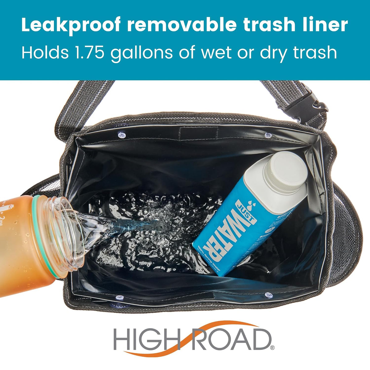 High Road Car Seatback Organizer - Hanging Car Trash Can with Tissue Holder