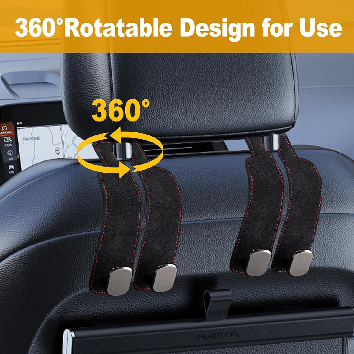 Car Purse Hook Purse Hook for Car Seats Headrest Car Seat Hooks,Heavy Duty Vehicle Organizer for Handbags, Groceries, Purses, Keep Car Tidy (Black, 2 Pack)