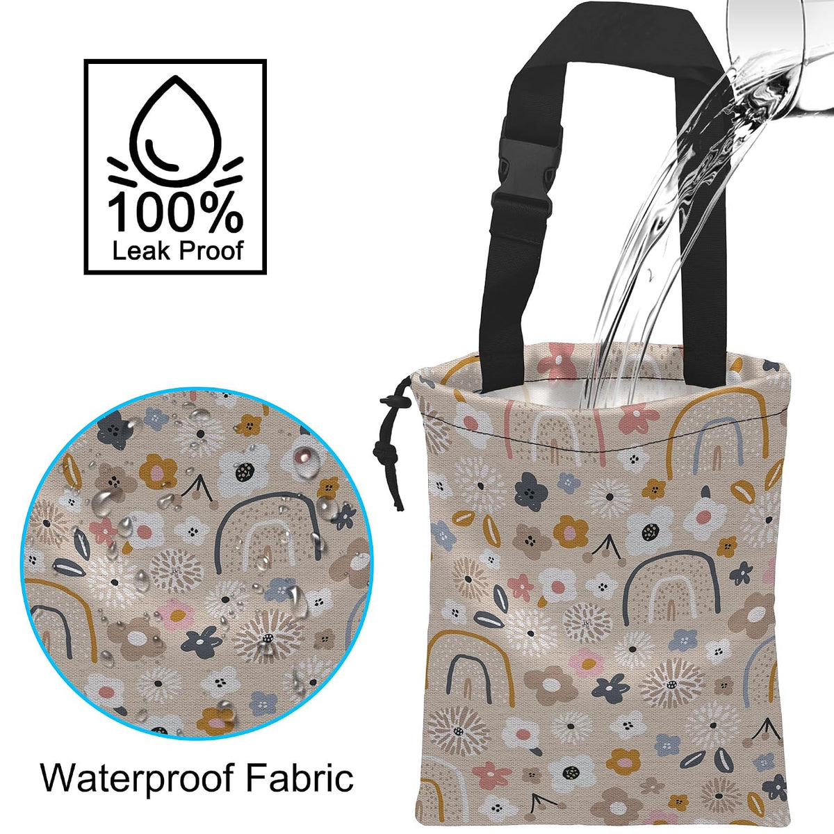 Car Trash Bag Hanging Creative Floral Rainbows Car Trash Can Waterproof Garbage Bag Hanging for Car Back Seat