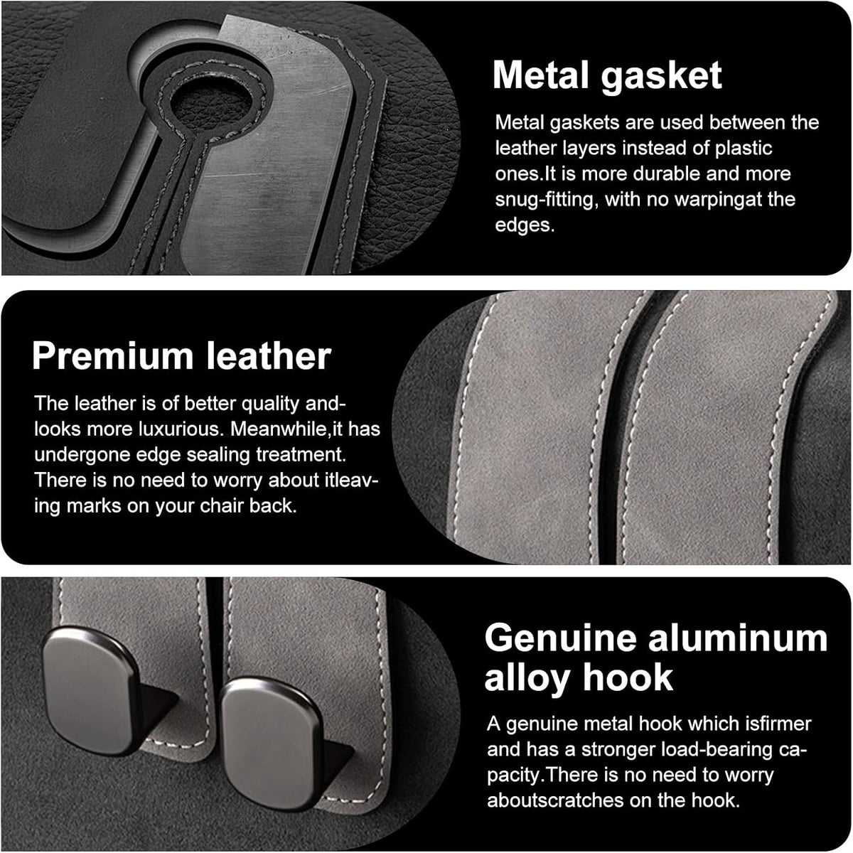 Car Purse Hook Purse Hook for Car Seats Headrest Car Seat Hooks,Heavy Duty Vehicle Organizer for Handbags, Groceries, Purses, Keep Car Tidy (Gray, 4 Pack)