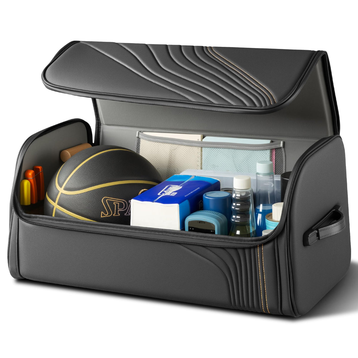 TOPABYTE Car Trunk Organizer with Lid Capacity Collapsible Bag Black, Large