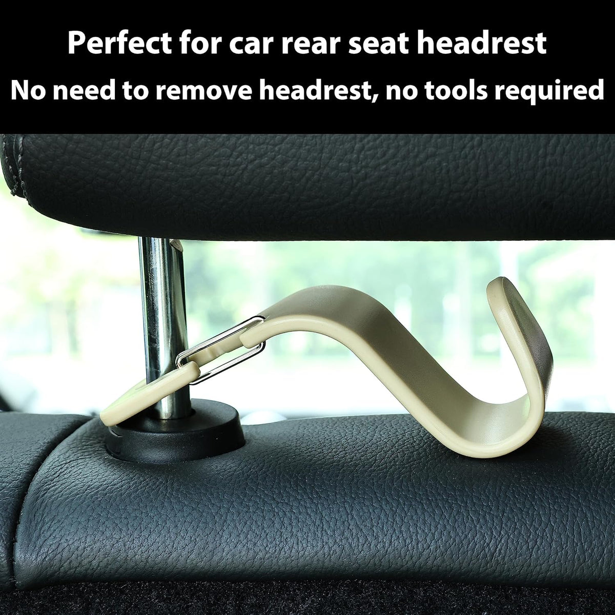 Car Headrest Hooks, 50lbs Load, Durable ABS, 4-Pack Car hooks