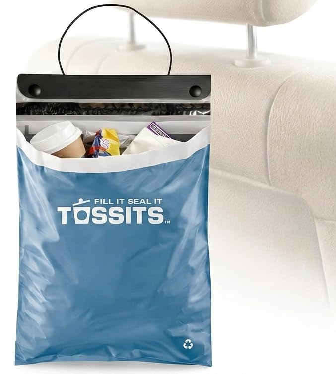 Tossits Hanging Car Trash & Garbage Bags, Disposable, Pink 21 Count