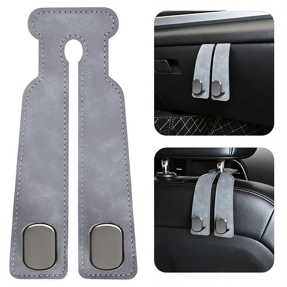 2-Pack Car Hanging Hooks for Headrest & Glove Box, Black
