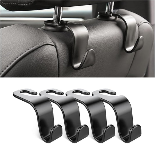 Osilly 4 Pack 360-Degree Rotating Headrest Hooks, Black