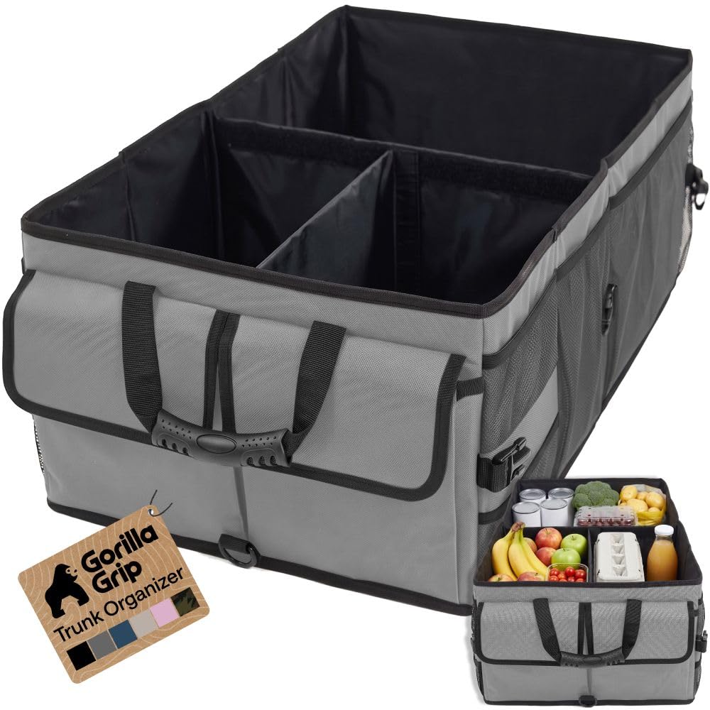 GORILLA GRIP Trunk Organizer for SUV and Cars, Large Capacity Black