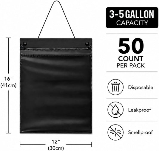 Mxlvs 50 PCS 2.5 Gallon Disposable Car Trash Bags Leakproof Smellproof