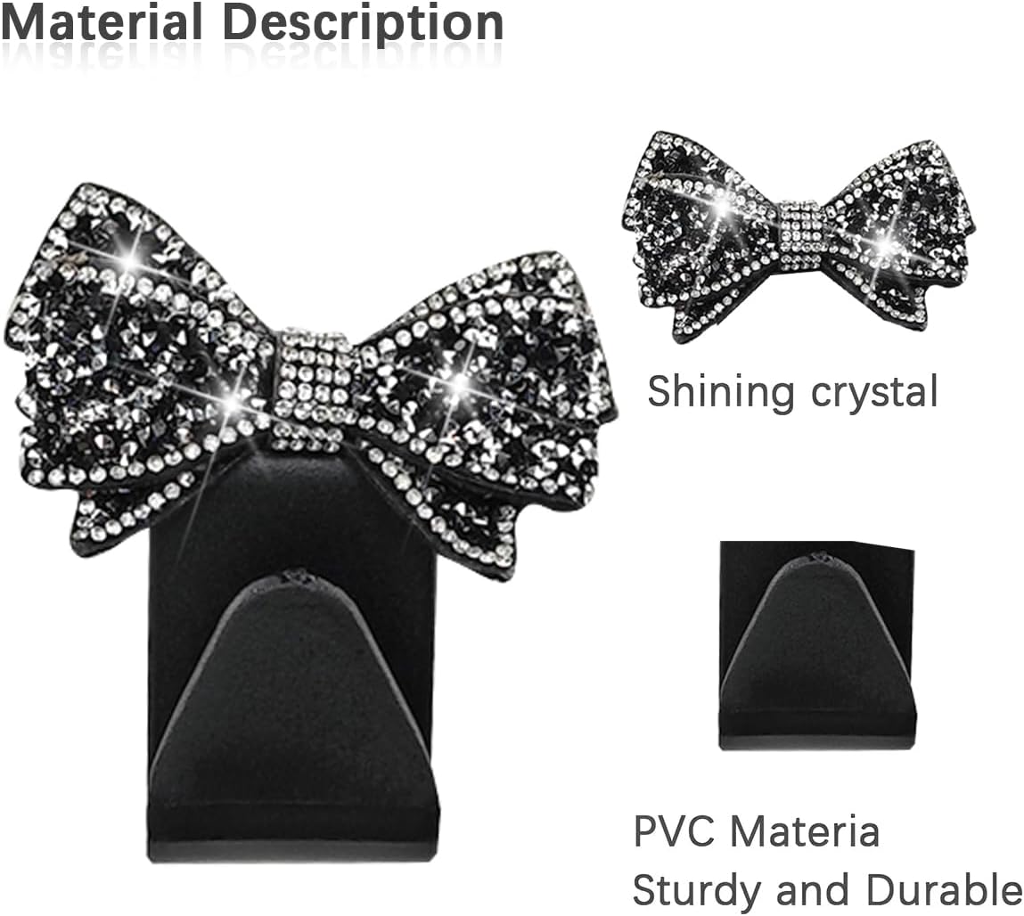 Zpana 4PCS Bling Car Headreat Hook, Crystal Rhinestone Cute Bow, Blue