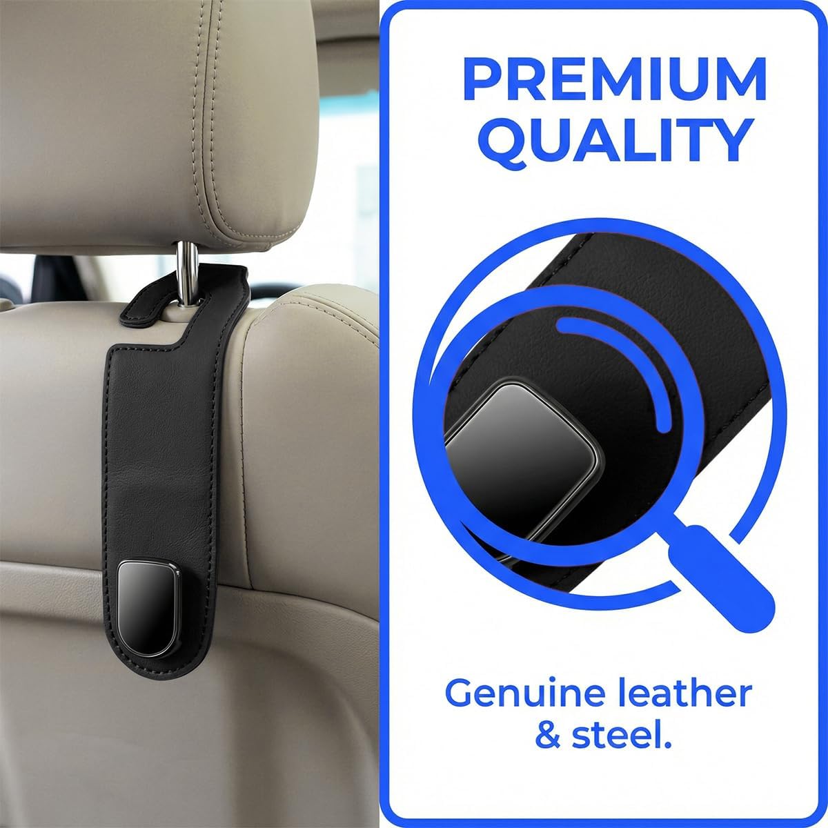 Car Seat Headrest Hook, 2PCS Vehicle Seat Back Hangers Organizer for Handbag Purse Coat, Automotive Interior Headrest Storage Hooks, Universal for SUV Automobile Truck (Black)
