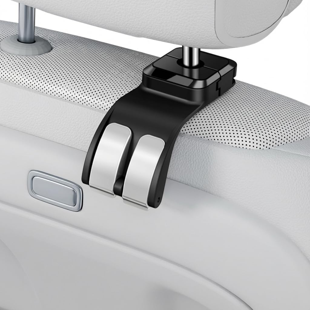 Car Headrest Hooks, 55 lb Load Capacity, Seat Storage Organizer for Bags