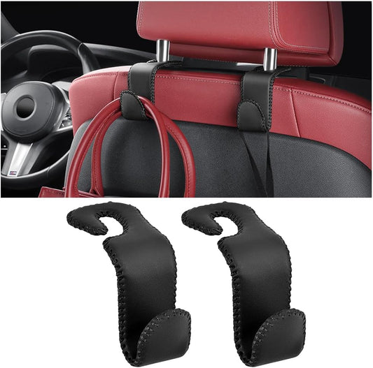 Zpana 2PCS Car Headrest Hooks Genuine U-Shaped Hanging Holder Black