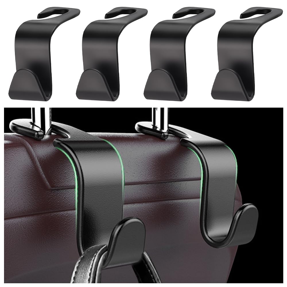 Utility Car Headrest Hidden Hook 33lbMax Car Hooks for Purses & Bags,Hat Holder for Truck Seat Hanger Storage Organizer for Coats,Umbrellas,Grocery Bags,Handbags Universal Car Accessories (Black)