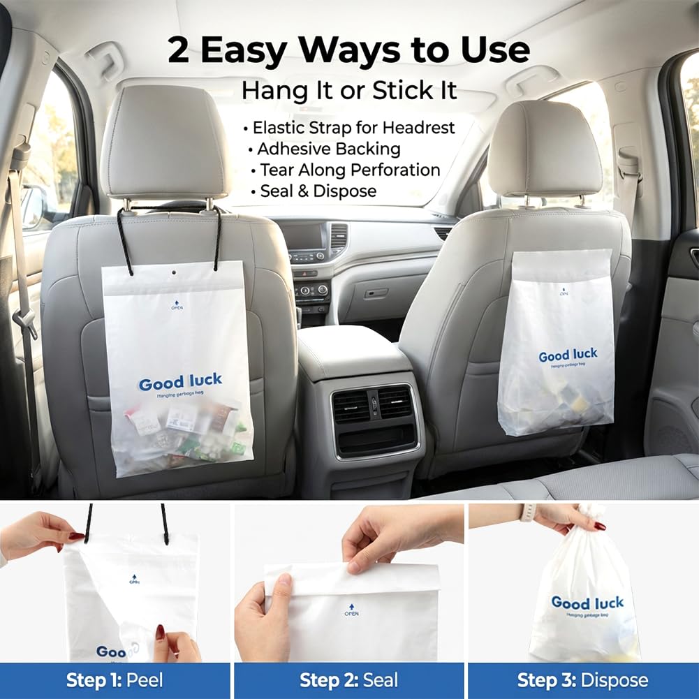 100 Count Disposable Car Trash Bags, Car Garbage Bags