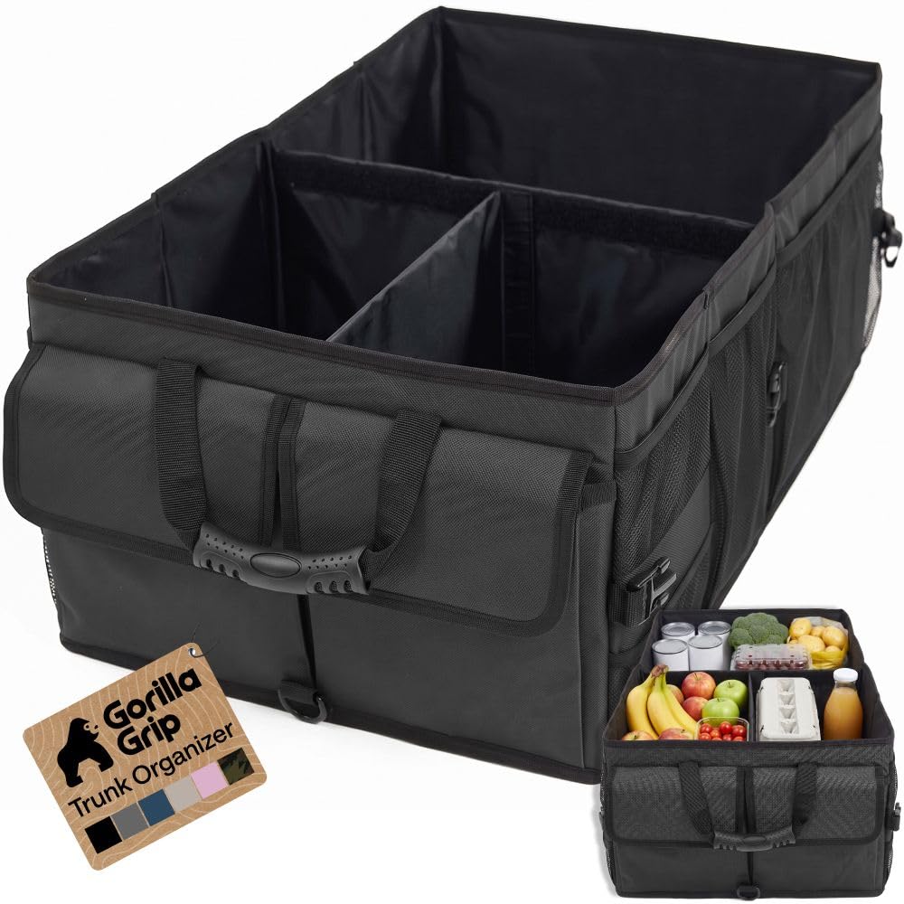 GORILLA GRIP Trunk Organizer for SUV and Cars, Large Capacity Black