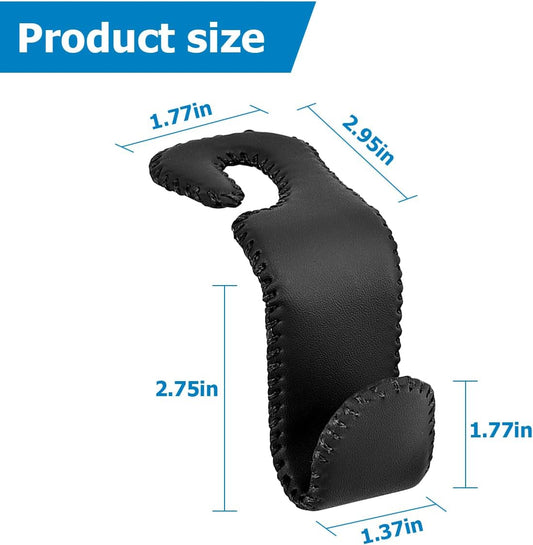 Zpana 2PCS Car Headrest Hooks Genuine U-Shaped Hanging Holder Black