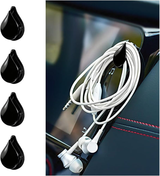 Car Mini Hook, 4PCS Multifunctional Self-Adhesive Vehicle Dashboard Hanger Organizer, Automotive Interior Hook Stickers for Key Charging Cable Earphone, Universal for SUV RV Truck (Black)