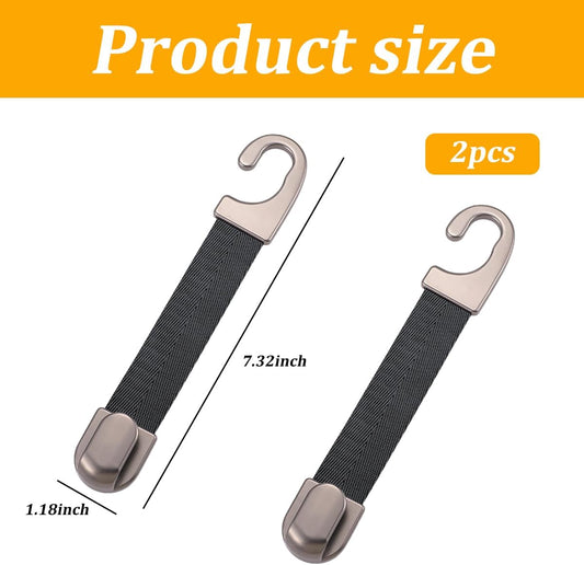 2PCS Car Headrest Hooks, Metal Webbing Vehicle Seat Back Organizer Storage Hanger for Hanging Purse Bags Umbrella, Automotive Interior Organization Accessories, Universal Fit (Black)