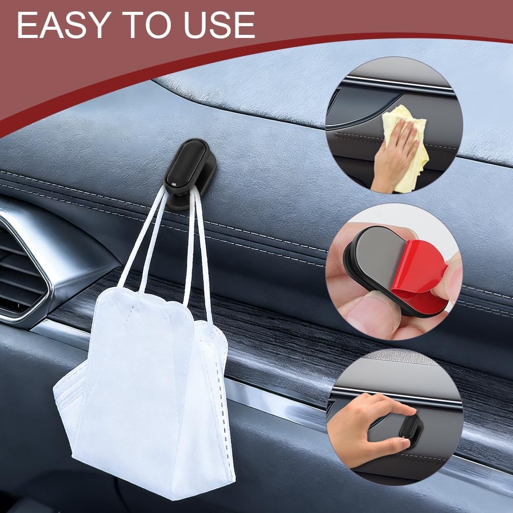 4PCS Car Mini Hooks, Black