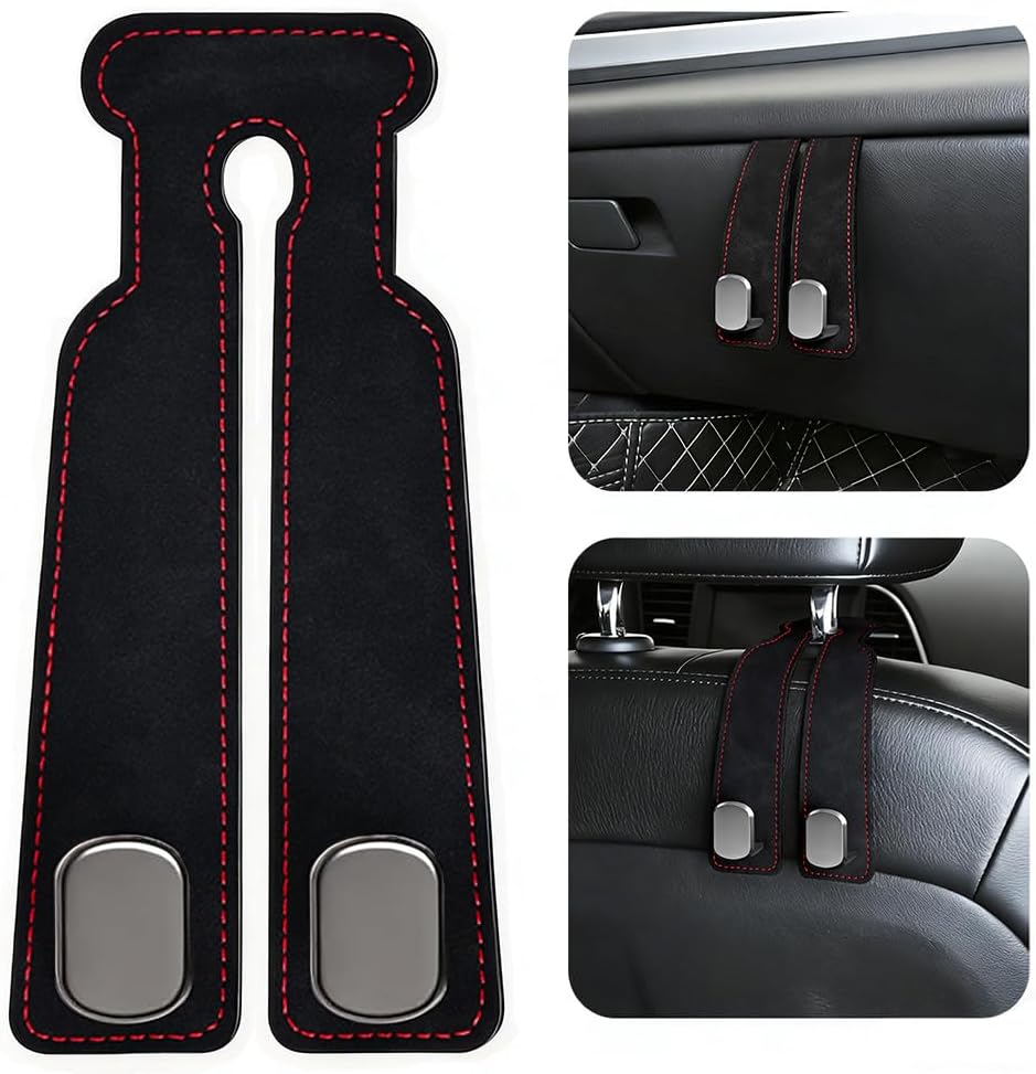2-Pack Car Hanging Hooks for Headrest & Glove Box, Black