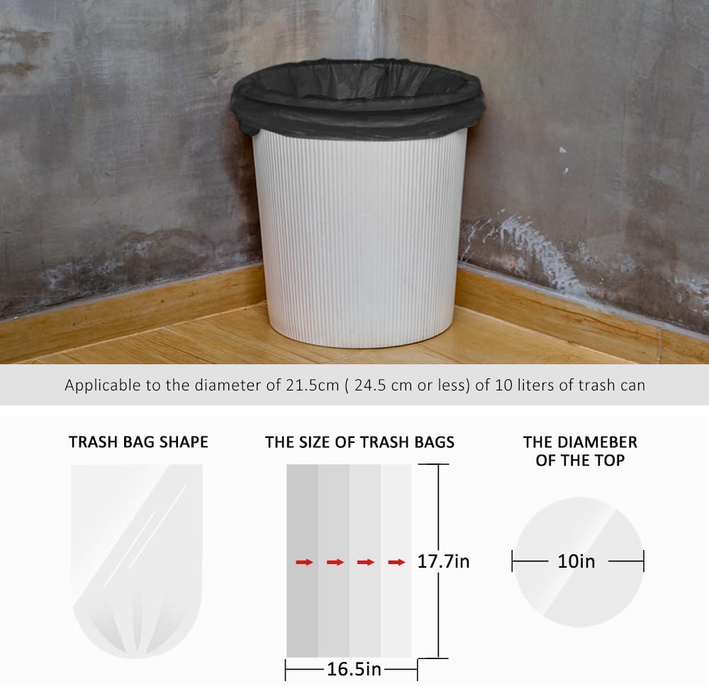 Teivio Small Black Trash Bags 2 Gallon 170 Count Unscented Garbage Bags