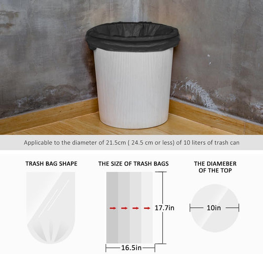 Teivio Small Black Trash Bags 2 Gallon 170 Count Unscented Garbage Bags