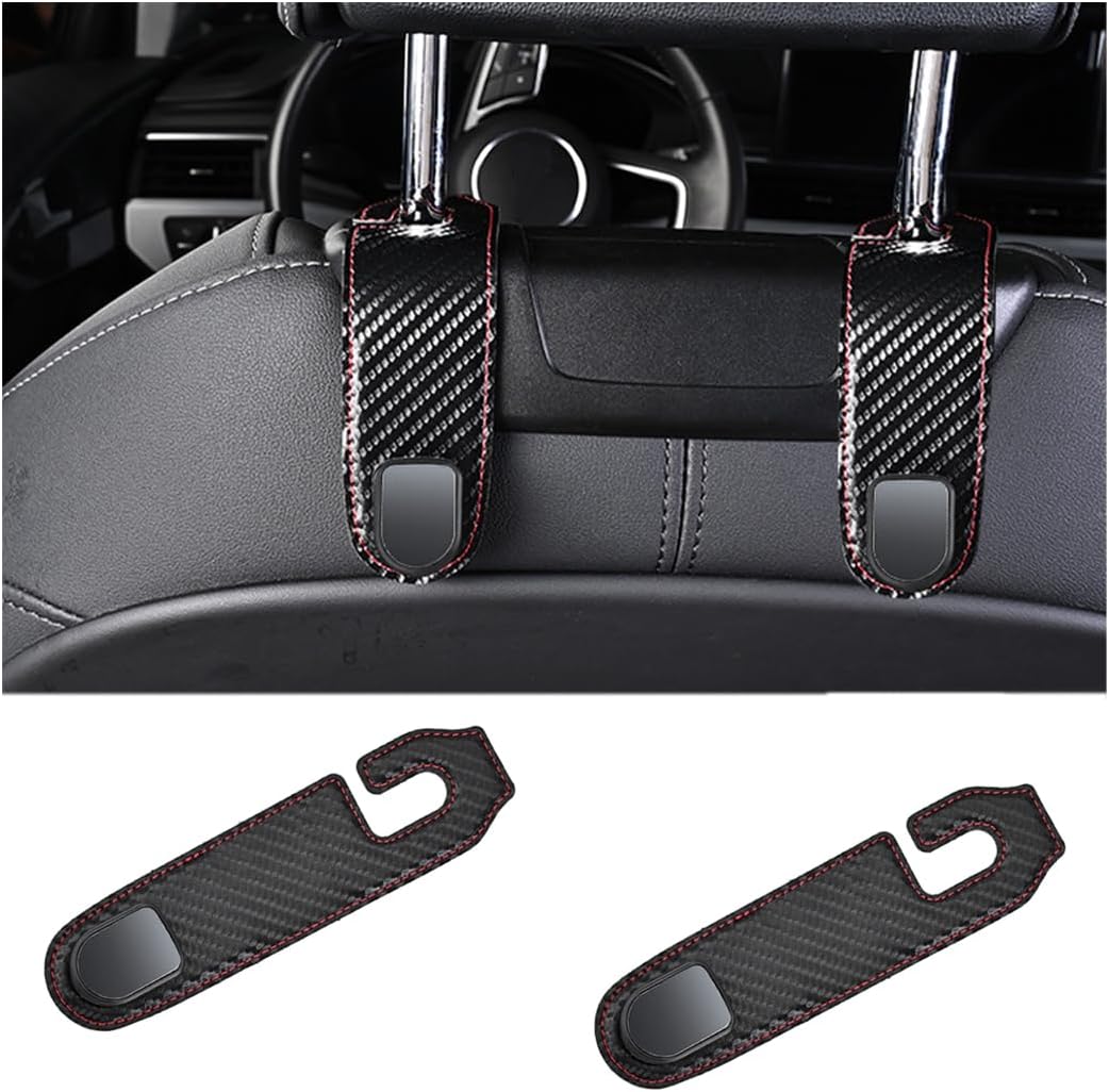Bittwee 2PCS Car Headrest Hook, Leather Automotive Back Seat Hanger Holder Hooks Storage Organizer for Purse Drink Grocery Bag Coat Handbag, Vehicle Organize Accessories