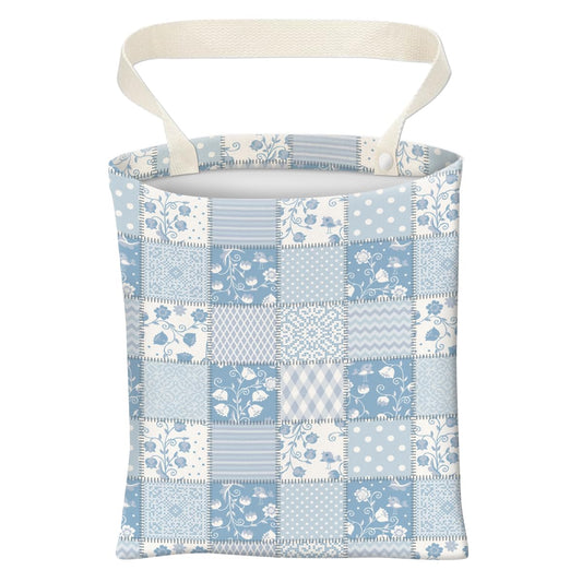 Car Trash Can, Cute Car Trash Bag, Hanging Car Organizer and Storage Bag, Trash Bin for Car Accessories, Vehicle, Travelling, Camping Blue Patchwork Flower
