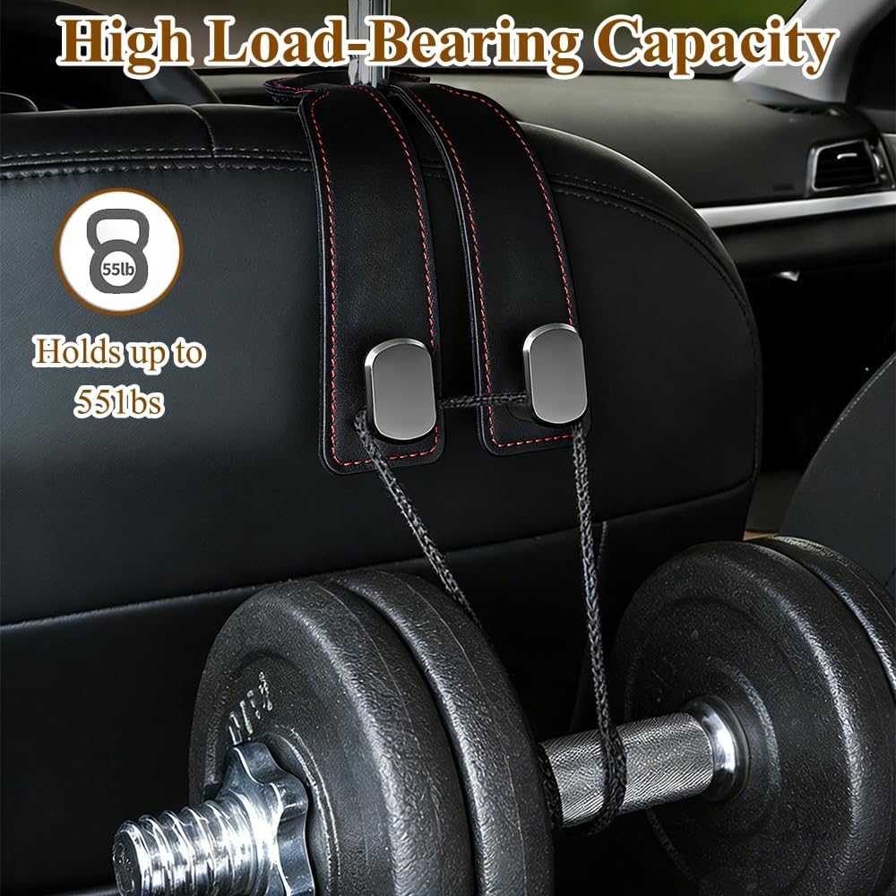 2-Pack Car Hanging Hooks for Headrest & Glove Box, Black