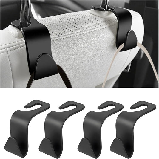 4 Pack 4.13 Inch Car Seat Headrest Hooks, Black