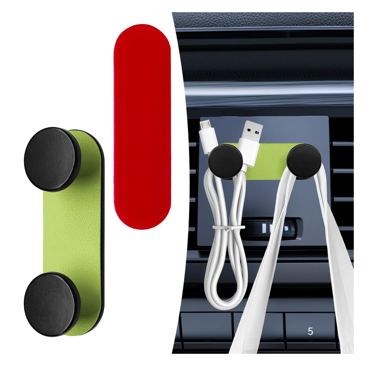 YoRise Small Car Hooks, Self-Adhesive Hanging Car Key Holder, Multifunctional Dashboard Storage Hooks, Universal Vehicle Organizer Accessories for Mask Charging Cable Earphone (Black)