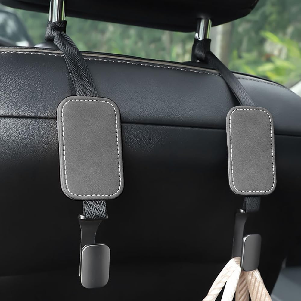 2Pcs Car Hook for Subaru BRZ WRX STi Impreza Legacy XV Forester Outback, Multifunctional Car Seat Back Hook Rear Metal Hook in Car Storage Hook Suede Interior Parts,Black