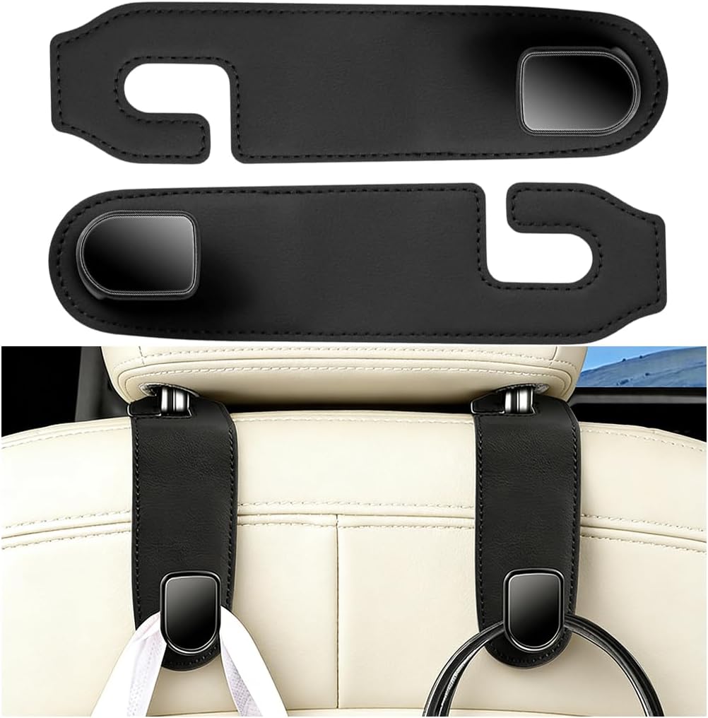 Car Seat Headrest Hook, 2PCS Vehicle Seat Back Hangers Organizer for Handbag Purse Coat, Automotive Interior Headrest Storage Hooks, Universal for SUV Automobile Truck (Black)