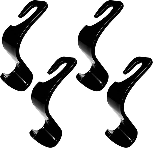 4PCS Car Seat Headrest Hook, Auto Seat Back Organizer Storage Hanger for Purse Bag Coat Umbrella, Universal Hanging Holder Interior Organization Accessories for Most Vehicles (Black)