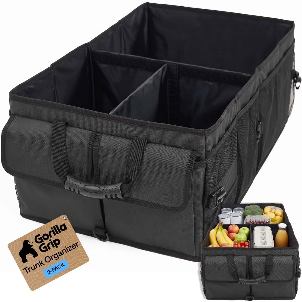 GORILLA GRIP Trunk Organizer for SUV and Cars, Large Capacity Black