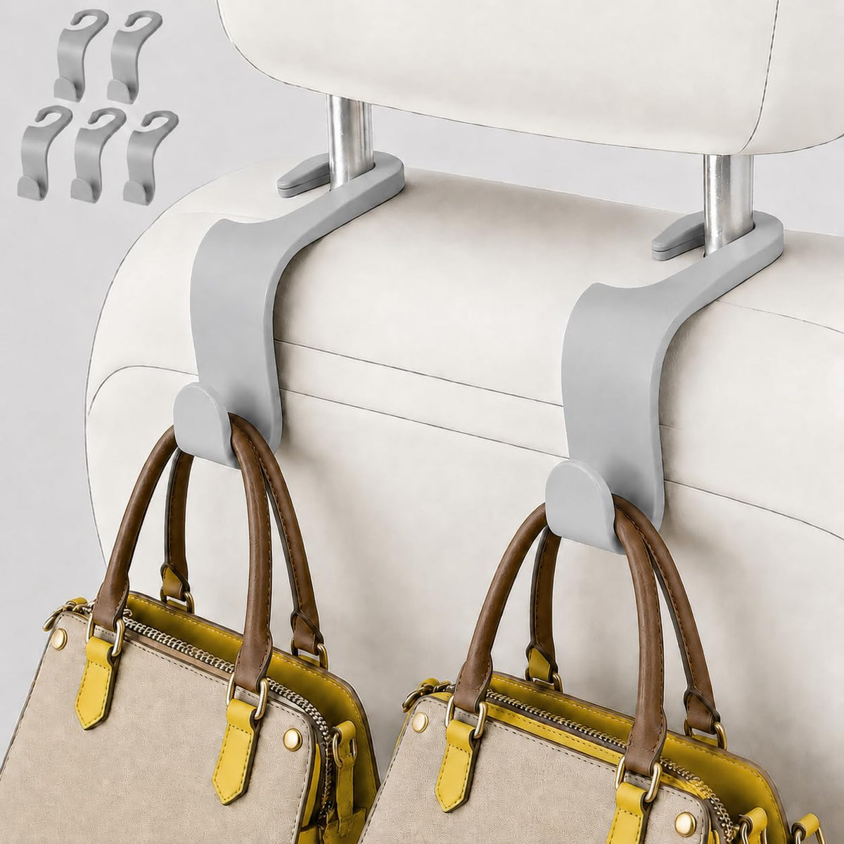 5 Pcs Hooks for Car Seat Headrest Hook, Car Back Seat Headrest Hooks Storage for Automotive Vehicle Cars Accessories Purses Grocery Bags Handbag Coat Umbrella Hanger Holder Organizer