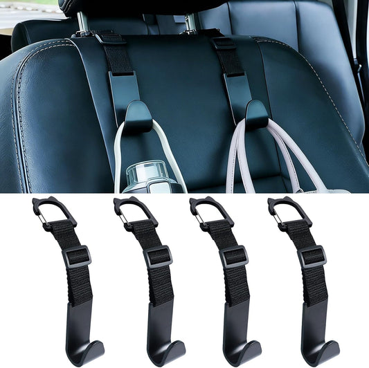 Car Headrest Hooks 4-Pack Anti-drop Hanger Seat Storage for Bags